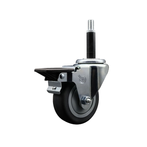 3.5'' Thermoplastic Rubber Swivel 3/4'' Expanding Stem Caster with Brake